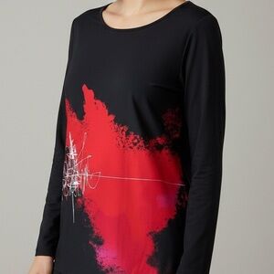 Michael Tyler Abstract Black and Red Top